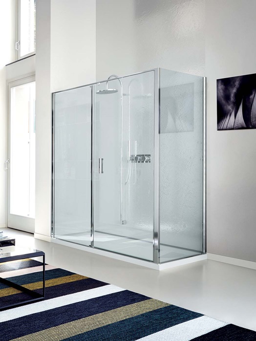 Mampara de ducha abatible L2+LG – Linea – Vismaravetro